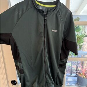 Men's Green/Black Bike zip up short sleeve